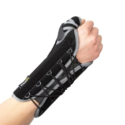 Image of BraceUP Quick Wrap Wrist and Thumb Brace with Support for Spica Splint, Left Right hand brace, Dequervains Tendonitis Stabilizer (Right Hand)