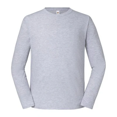 Image of Fruit of the Loom Mens Iconic 195 Premium Ringspun Cotton Long Sleeved T Shirt (Heather Grey) Size 2XL