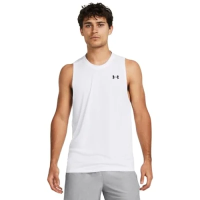 Image of Under Armour Mens UA Tech Tank Top, Lightweight Sports Top for Men, Men&#039;s Sleeveless Running White