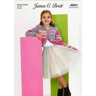 Image of James Brett Double Knit Knitting Pattern Girls Cropped Bolero Style Cardigan (JB831)
