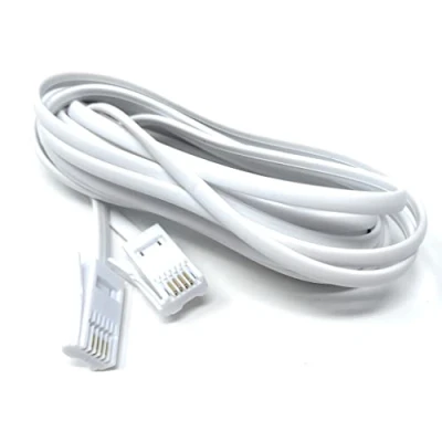 Image of DRUT 3m BT to 4 Wire 431A Male Plug Telephone Flat Cable Lead 10ft White