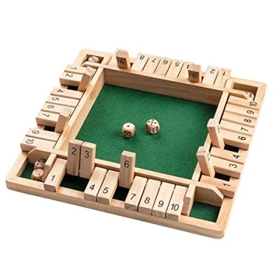 Image of Scucs Wooden Board Game, 4 Player Shut The Box Dice Game Math Traditional Pub Travel Players Great Family Games Holiday Entertaining
