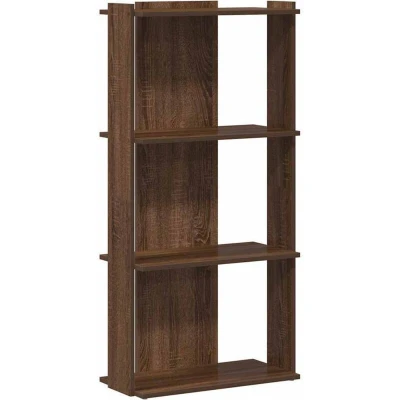 Image of vidaXL Bookcase 3 Tier Freestanding Shelf Brown Oak 60x30x120cm Engineered Wood for Living Room, Office