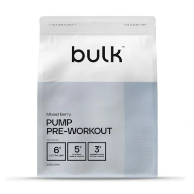 Image of Bulk Complete Pump, Pre Workout, Stimulant Free, Mixed Berry, 500 g, 19 Servings, Packaging May Vary