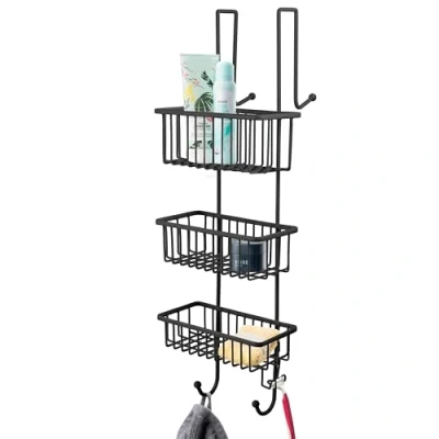 Image of bremermann Corner Shower Storage, Hanging Baskets 3 (black)