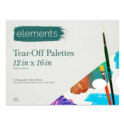 Image of Elements Tear Off Palette 40 Disposable Painting Sheets, Artist Pad Mixing Surface for Oil or Acrylic Paint Pigment Colours 12&quot;x16&quot;