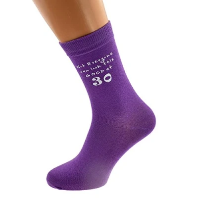 Image of Not Everyone Can Look This Good at 30 Printed on PURPLE Womens Socks for 30th Birthday Present