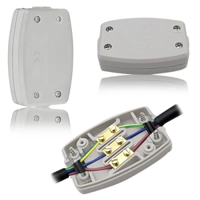 Image of 3 Terminal Electrical Junction Box, 2 PCS Flex Connector 13A 250V Cable Joiner Box White Connectors for Outdoor Power and Automotive Wiring