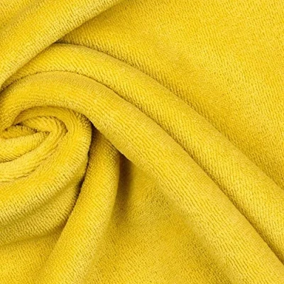 Image of Stretch Cotton Terry Towelling Fabric Material Yellow, 1Mtr 150cm x 100cm
