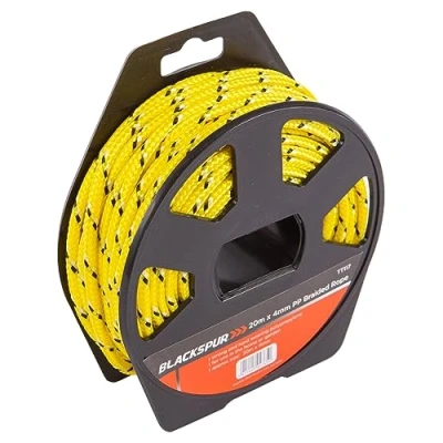 Image of Yellow 20m Polypropylene Braided Rope on Reel By Blackspur