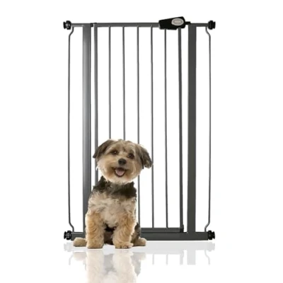 Image of Bettacare Extra Tall Pressure Installed Premium Pet Gate, 68.5cm 75cm, Slate Grey, Fit Stair Gate for Dog, Safety Barrier Puppy, Easy Installation