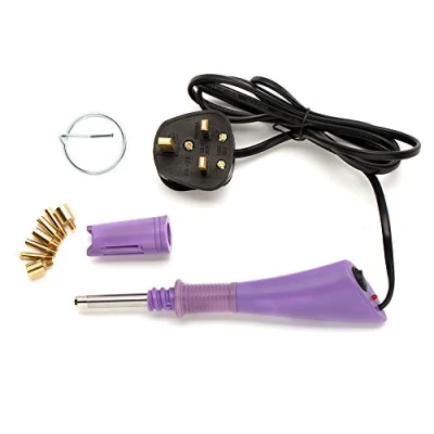 Image of Littleduckling Hot Fix Iron on Hotfix Applicator Wand Tool with 7 tips for Crystals Gem Rhinestones Studs Purple