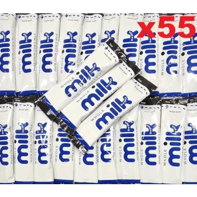 Image of 55x Whole UHT Milk Sticks 10ml Individually Wrapped Pouches Portions Sachets Lakeland