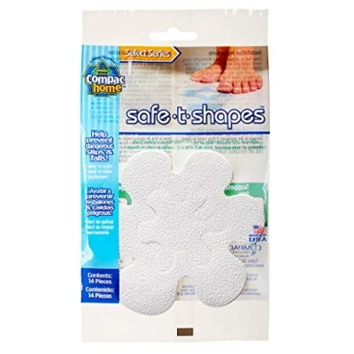 Image of COMPAC HOME Select Safe T Shapes Adhesive Non Slip Bath Appliques, Helps Prevent Falls, Bathtub Decals, White Daisy 14ct