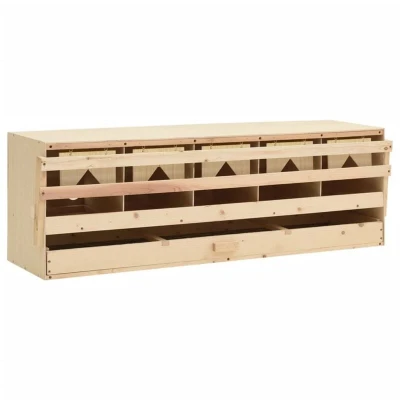 Image of vidaXL Chicken Laying Nest with 5 Compartments, Designed for Comfort and Efficiency, Easy to Clean Stackable, Made of Solid Pine Wood Plywood, Brown Natural Colour, Dimensions: 11...