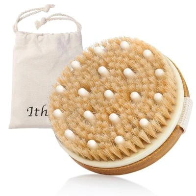 Image of Ithyes Dry Brushing Body Brush Exfoliating Natural Bristle Bath for Remove Dead Skin Toxins Cellulite,Treatment,Improves Lymphatic Functions,Exfoliates,Stimulates Blood Circulation