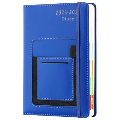 Image of Academic Diary 2025 2026, 2026 A5 Page a Day from July to June 2026,Mid Year Planner with Colorful Monthly Tab,Front/Inner Pocket,Elastic Closure (Blue)