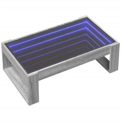 Image of vidaXL Coffee Table with Infinity LED Grey Sonoma 90x53x30 cm
