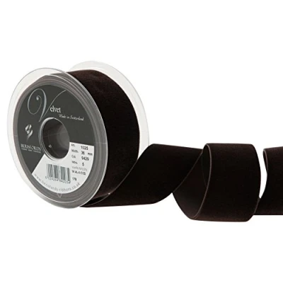 Image of Berisfords Velvet Ribbon, Cuban Brown, 10.2 x 4.5 cm