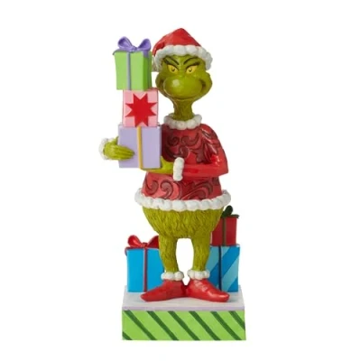 Image of Grinch by Jim Shore Holding Presents Figurine