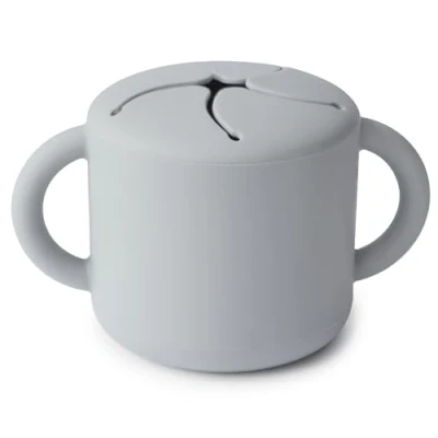 Image of Mushie Baby Snack Food Pots for Toddlers Silicone Cup Spill Proof Toddler, &amp; Kids Easy Grip Children Material: Grade Dishwasher and Microwave Safe (Stone)