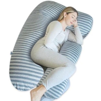Image of PharMeDoc Pregnancy Pillows, U Shape Full Body Pillow Jersey Cover Silver Moon Pillows for Sleeping Adults, Maternity and Must Haves