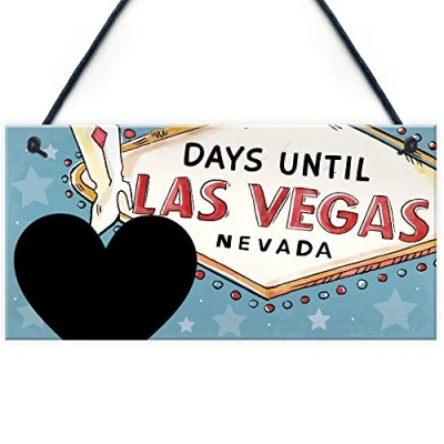 Image of RED OCEAN CHALKBOARD Countdown To Holiday Sign Days Until Vegas Plaque Home Decor