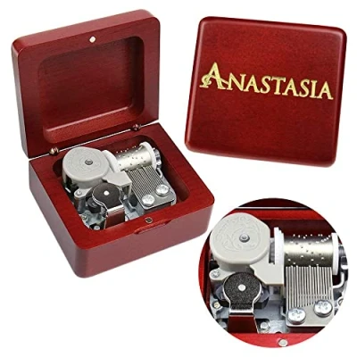 Image of Sinzyo Anastasia Once upon a december Music Box Vintage Musical Boxs Gift For Birthday Valentine&#039;s Day Christmas Day(Wine Red Box)