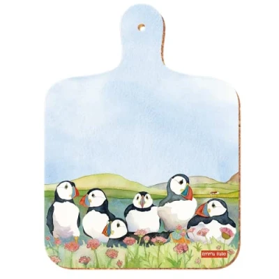 Image of SEA Thrift Puffins Emma Ball Colourful Mini Kitchen Chopping Board 23.5 cm