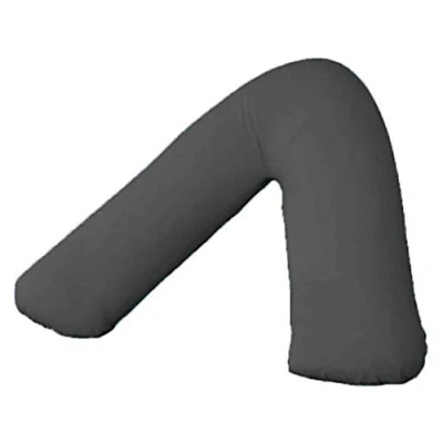 Image of AmigoZone Plain Polycotton Back &amp; Neck Support V Shaped Pillowcase Orthopedic/Pregnency/Nursing Pillow Case (Dark Grey)