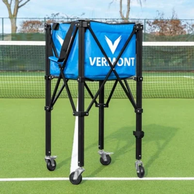Image of FORZA VERMONT Pro Rolling Tennis Ball Basket Portable &amp; Efficient Storage [150 Capacity] Available in Black or Blue (Blue)