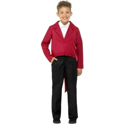 Image of Smiffys Tailcoat, Red , Boys Fancy Dress, Child Dress Up Costumes