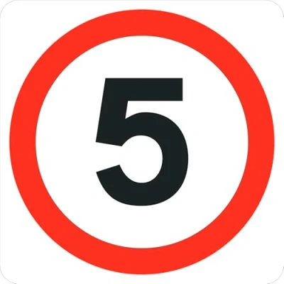 Image of Seco Maximum Speed 5mph Traffic Sign, 450mm x 3mm Aluminium Composite