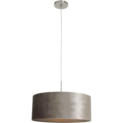 Image of Sparkled Light Cylindrical Pendant Ceiling Brushed Steel, Velvet Silver