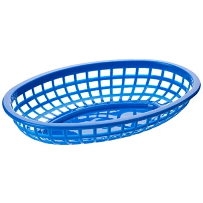 Image of TableCraft DS30121 Classic Oval Food Basket Blue 24x15x5cm American Diner Basket, Plastic Chip