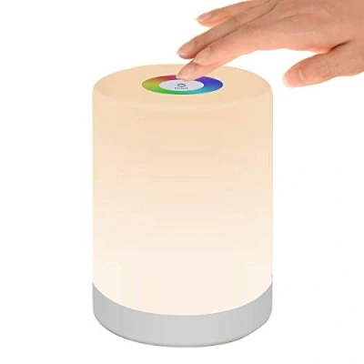 Image of LED Night Light, Smart Bedside Table Lamp, Touch Control Dimmable USB Rechargable, Portable, Color Changing RGB for Kids, Bedroom, Camping (Warm White)
