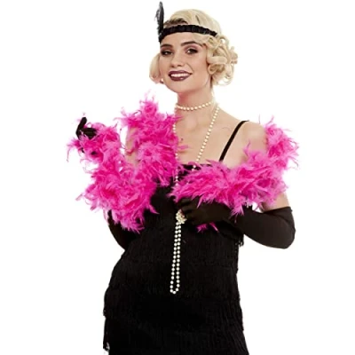 Image of Funidelia Pink feather Boa for men and women 20s, Cabaret, Gangster, Decades Accessories adults, fancy dress costumes &amp; props Halloween, carnival parties