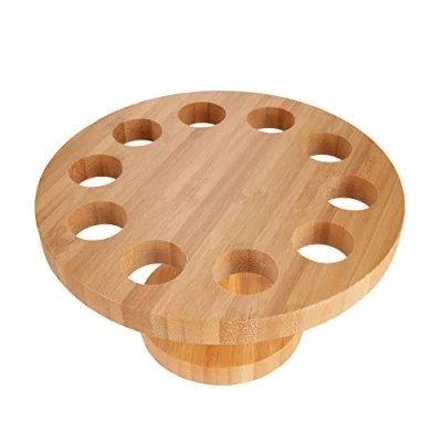 Image of BambooMN 7.25 Inch Natural Bamboo Circle Food Cone Display Tamaki Stand for Restaurants, Catered Events, Party or Buffets, Holds up to 10 Cones