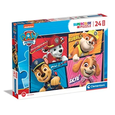 Image of Clementoni 24238 Supercolor Puzzle Paw Patrol 24 Maxi Pieces, Jigsaw For Kids Age 3, Cartoon, Made In Italy