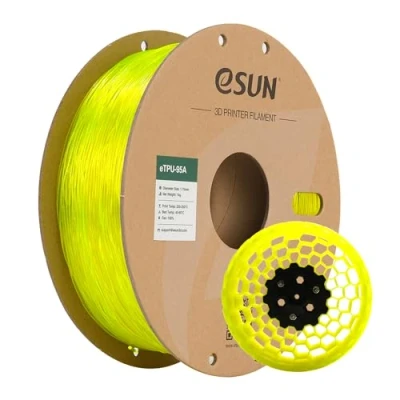 Image of eSUN TPU 95A Filament 1.75mm, Flexible 3D Printer TPU, Dimensional Accuracy +/ 0.05mm, 1KG Spool (2.2 LBS) Printing for Printers, Transparent Yellow