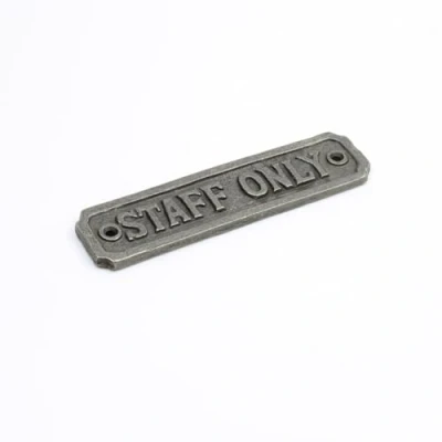 Image of Oakcrafts Antique Cast Iron Staff ONLY Sign 150mm x 37mm