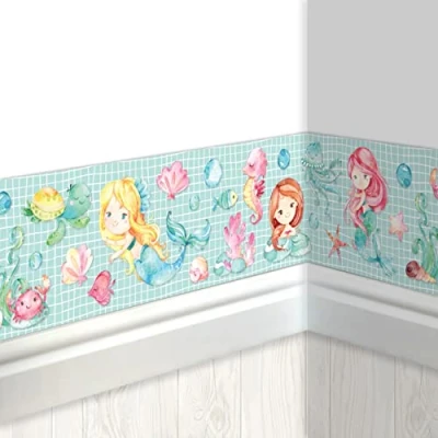 Image of Papierdrachen Children&#039;s Border Mermaid Room Wallpaper for Children Embellishment of Walls and Theme Rooms Wall Decoration Boys Girls Set 1