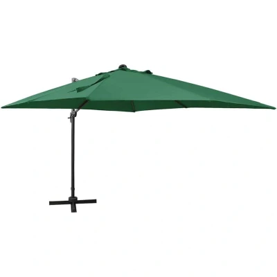 Image of vidaXL Cantilever Garden Parasol with Pole and LED Lights Green 300 cm