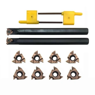 Image of Hunricho Lather Threading Tool Bit Set External Internal boring bars Turning Holders with 11IR A60 16ER 16IR AG60 Carbide Inserts (2pcs + IR AG60)