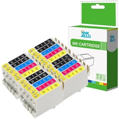 Image of Inkjello Ink Cartridge For Printer, Compatible with Epson Stylus Photo R240 R245 RX420 RX425 RX520 Black Cyan Magenta Yellow (20 Pack)