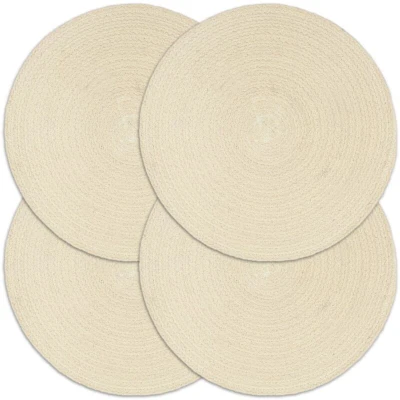 Image of vidaXL Placemats 4 pcs Plain Natural 38 cm Round Cotton