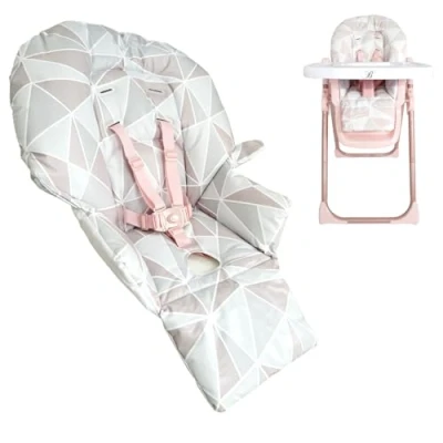 Image of My Babiie MBHC8 Premium Highchair Seat Cover Only with 5 Point Harness Padded PVC Cover, Easy Clean, Cushion Compatible Rose Geometric