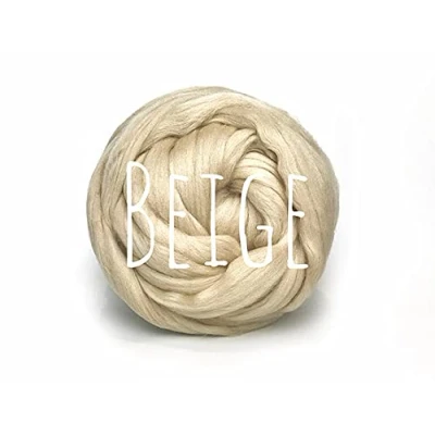 Image of Colorful Passions Chunky Wool Beige for arm Knitting Blanket Weaving Felting Jumbo Yarn Giant Soft 50g (0.11lb)