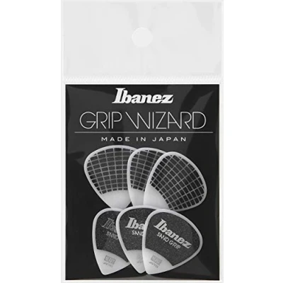Image of Ibanez Grip WIZARD PPA16HSG WH Set of 6 Plectrums with Sand 1.0 mm White