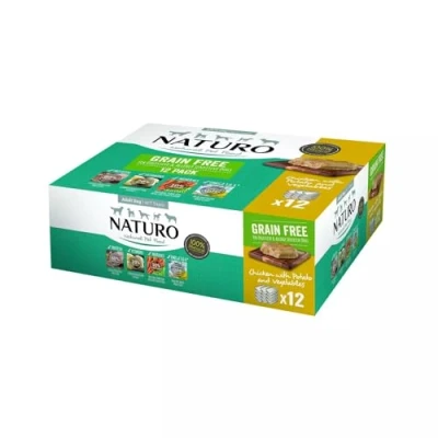 Image of Naturo Adult Grain Free Dog Food, Chicken &amp; Potato with Vegetables, 12 x 400g Trays